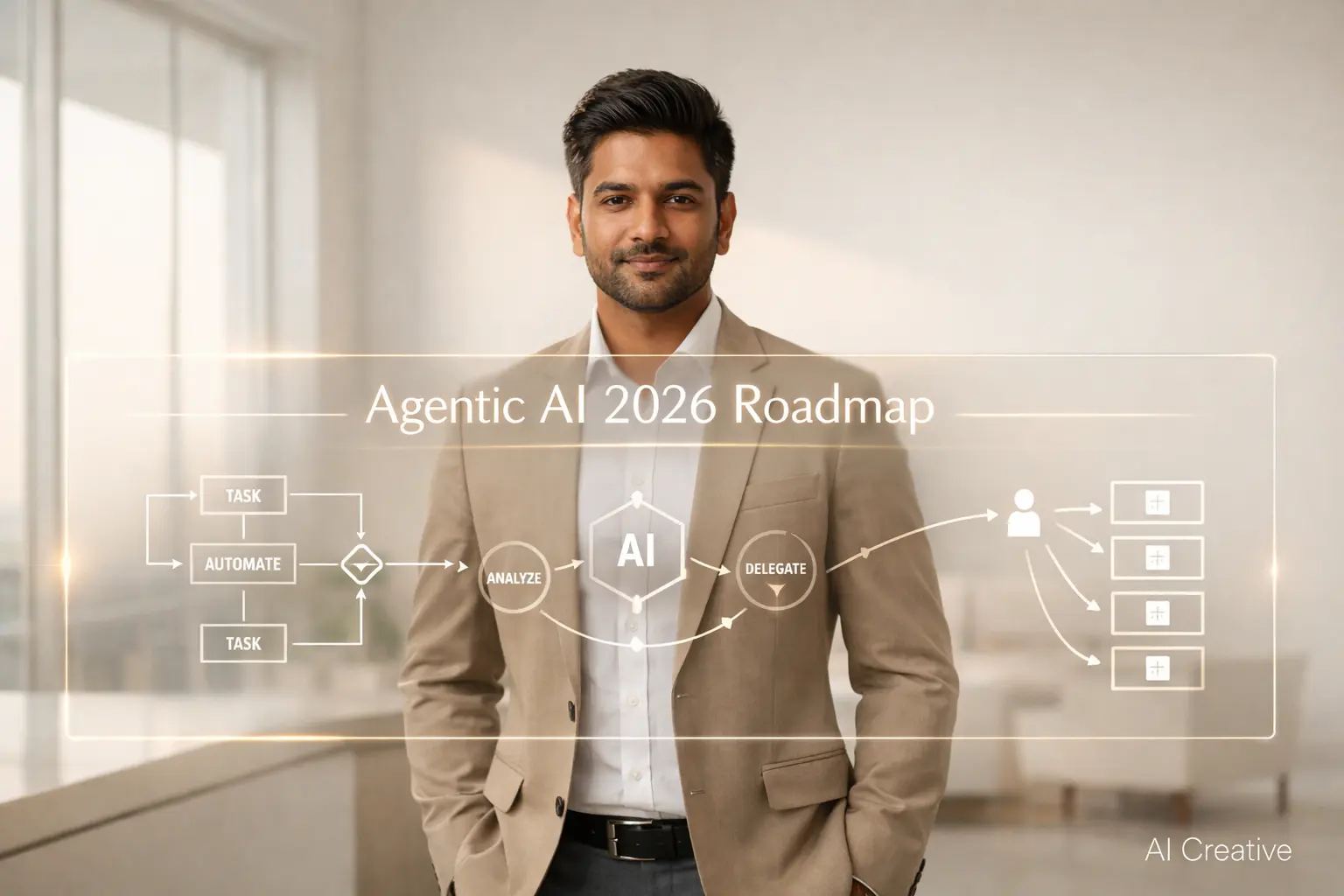 Indian professionals in futuristic office using Agentic AI automation system for 2026 workforce transformation