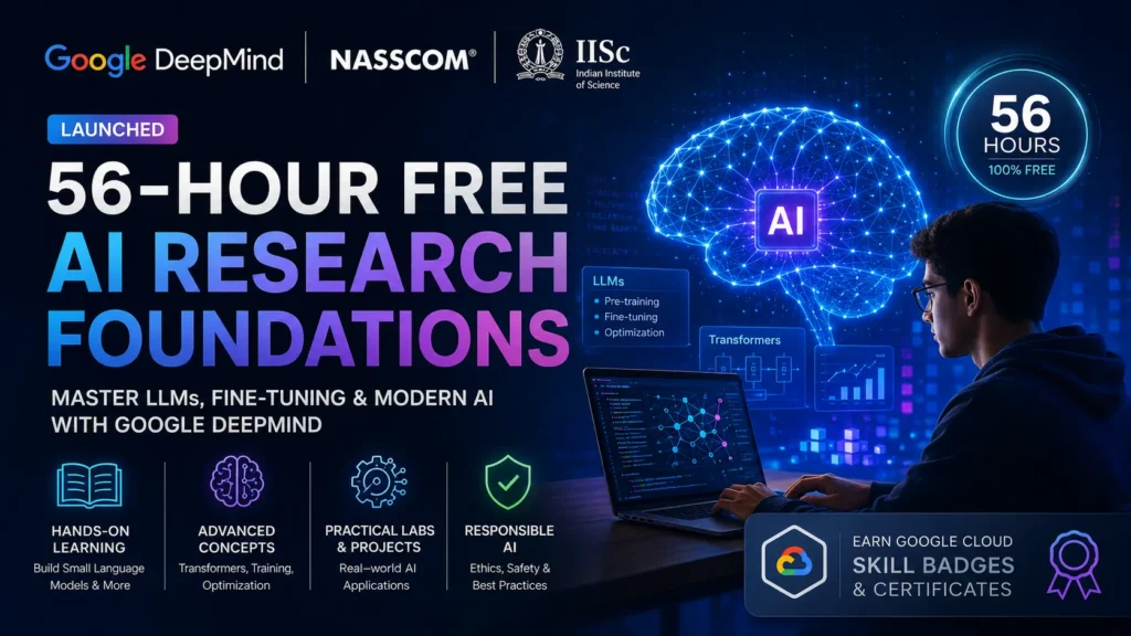 Google DeepMind IISc NASSCOM 56 Hour Free AI Research Foundations Course Details